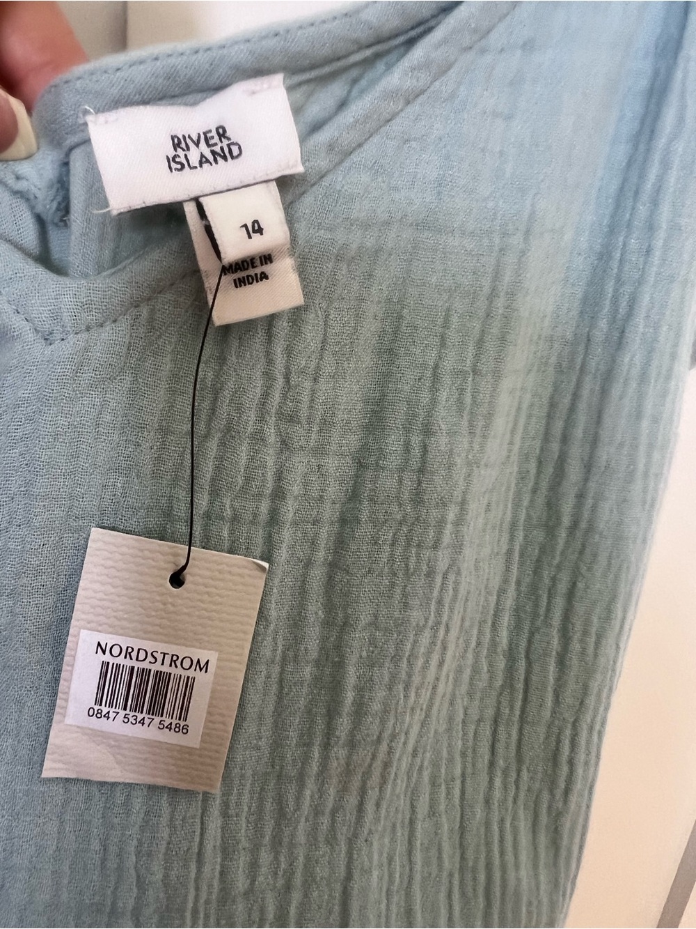 NWT River Island 100% Cotton Blue Midi Ruffle Boho Coastal Summer Sundress UK 14 - Picture 8 of 10